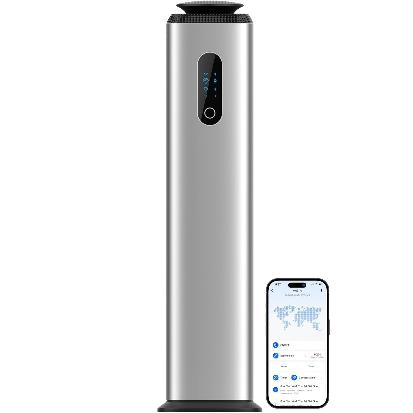 1000ML Tower Hotel Scent Diffuser with WiFi App Control – Large Space Diffuser for 10,000 Sq Ft | Silver