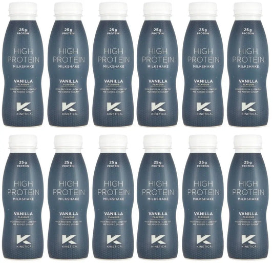 12 x Kinetica High Protein Milkshake Vanilla Flavour 330Ml British Grocery