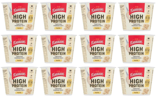 12 x Flahavan's High Protein Fortified Porridge Oats Vanilla 45G British Grocery