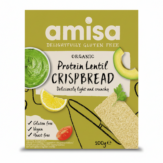 Amisa Organic Protein Lentil Crispbread - GF - 100g British Grocery