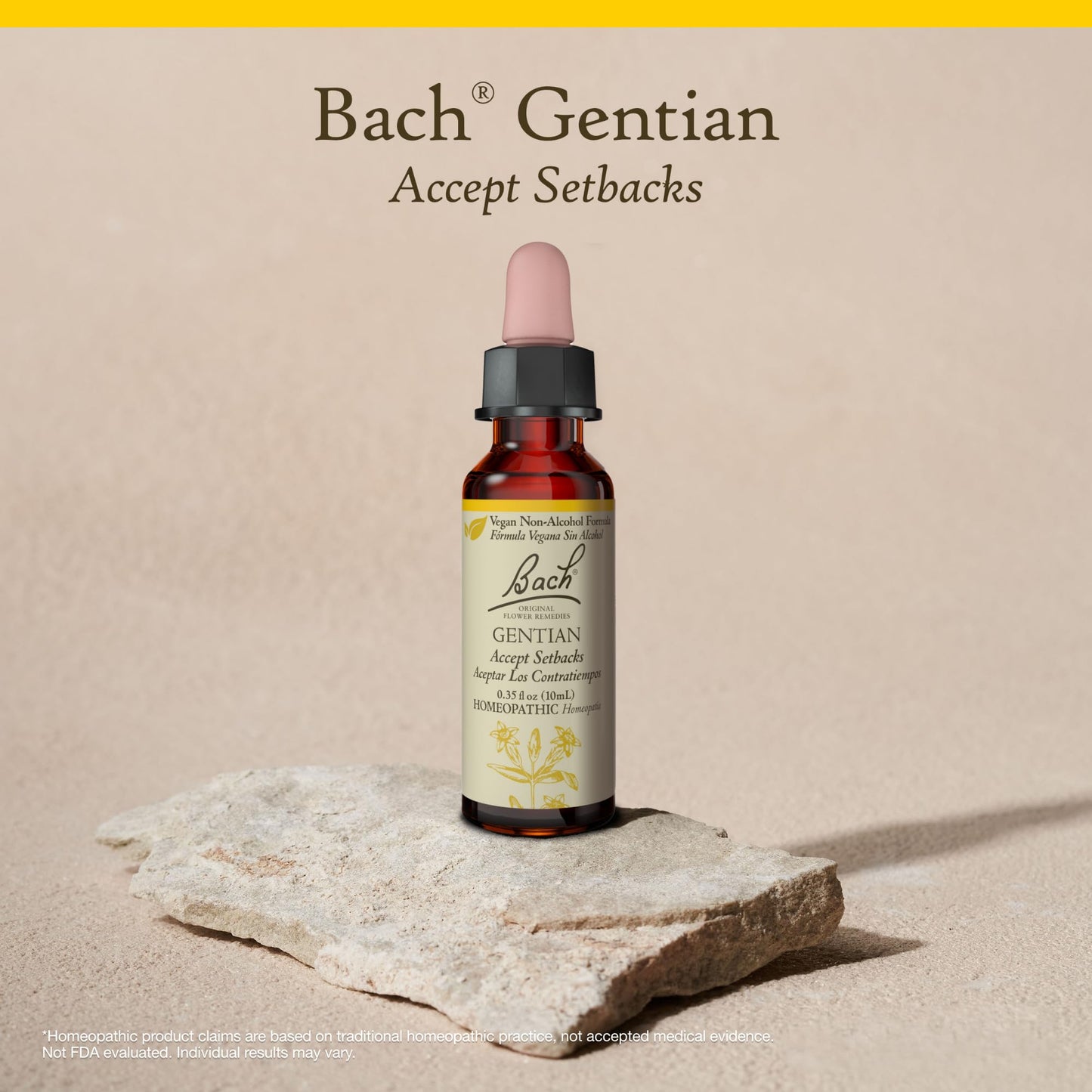 Bach Gentian (Non-Alcohol Formula) - Accept Setbacks | Emotional Balance | Vegan, Gluten Free, Sugar Free - 10mL Dropper