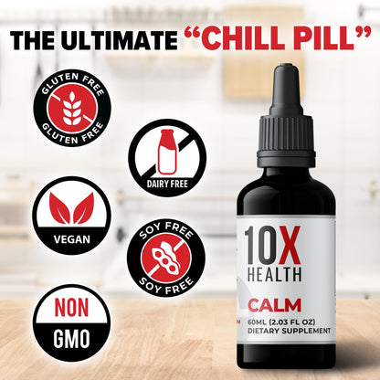 10X Health Calm L Theanine Drops – 100mg L Theanine & 100mg GABA, 2.03 fl oz