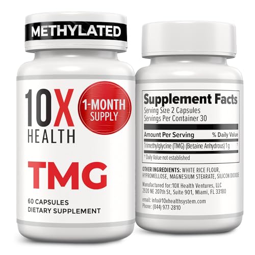 10X Health TMG Supplements - Liver Support, Heart Wellness, Energy | Non-GMO & Gluten-Free - 60 Capsules BritishVita | Premium UK Vitamins & Wellness Supplements
