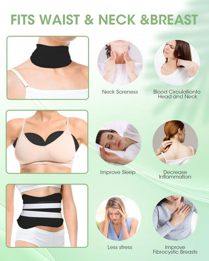 11 Pcs Organic Castor Oil Pack Wrap Set - Full-Body Flannel Cotton (Black)