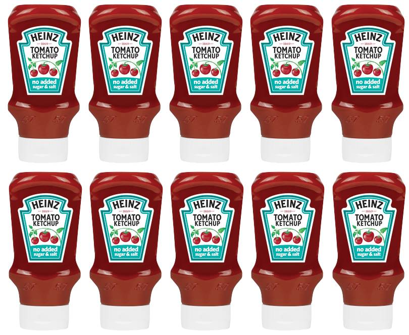 10 x Heinz Tomato Ketchup No Added Sugar 425Gm