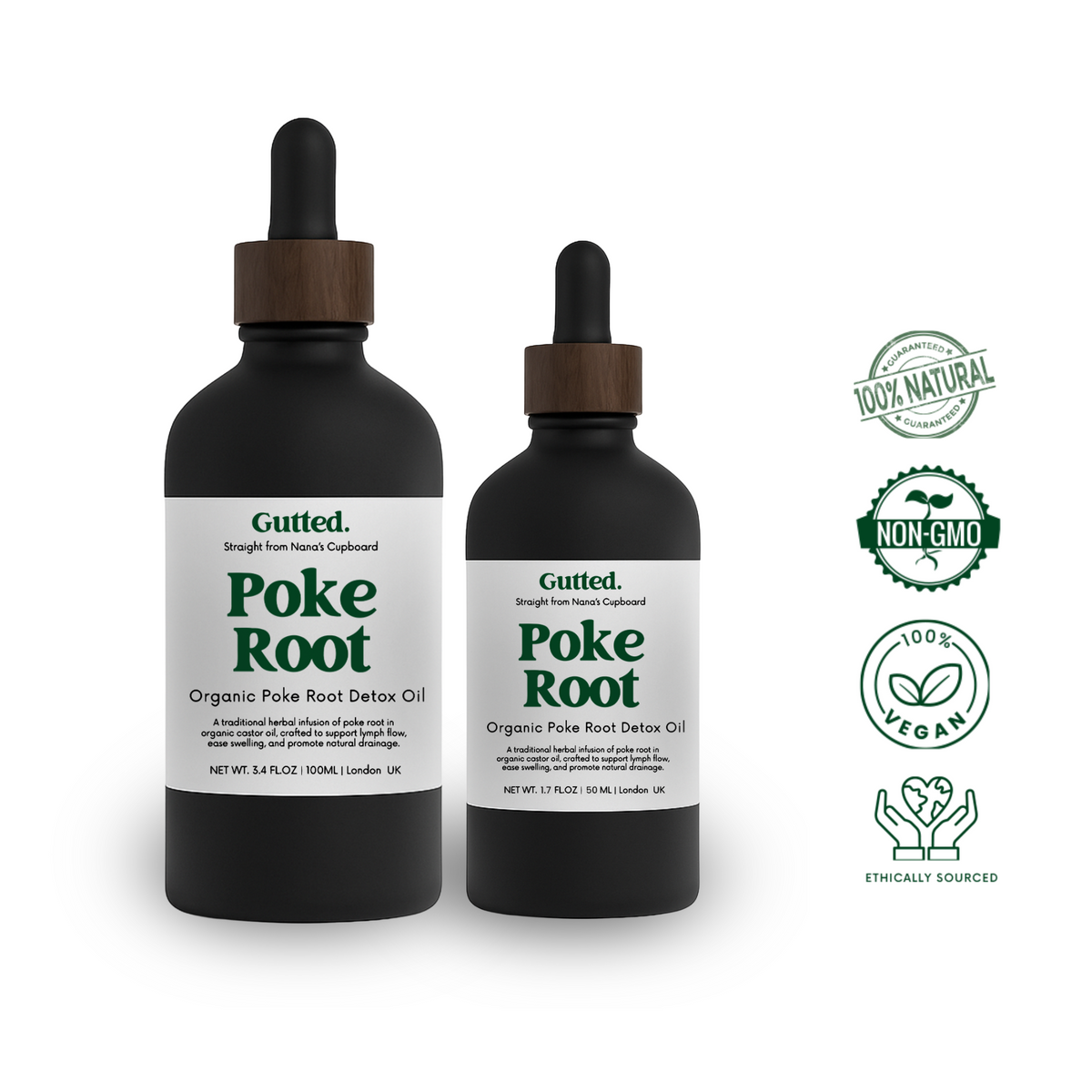 Organic Poke Root Oil – 20ml, 50ml & 100ml | Wild-Infused Oil for Lymphatic Detox Gutted.