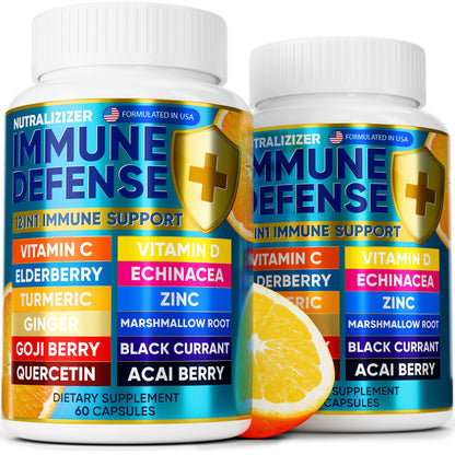 12-in-1 Premium Immune Defense Vitamins – Immune Support with D3 5000 IU, C 1000 mg, Zinc 50 mg | 120 Caps