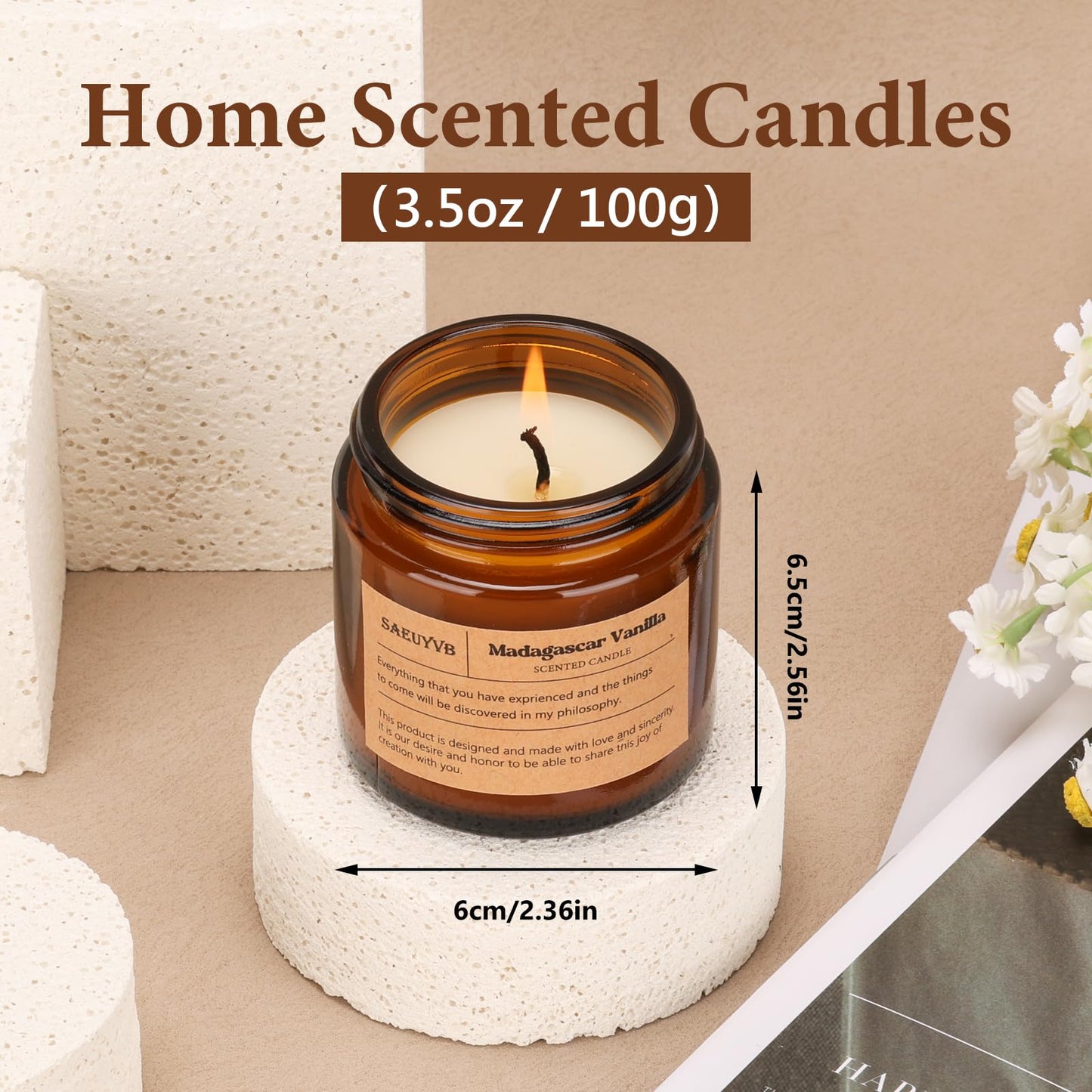 12 Pack Candles for Home Scented – Natural Soy Amber Jar Aromatherapy Gift Set