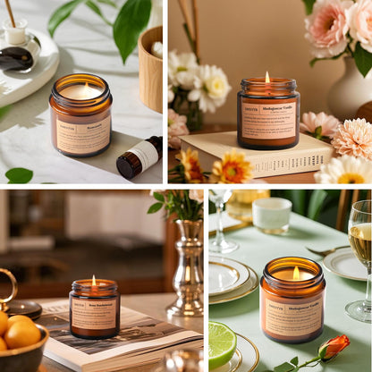 12 Pack Candles for Home Scented – Natural Soy Amber Jar Aromatherapy Gift Set