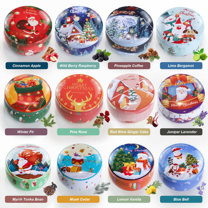 12 Pack Christmas Scented Candles – Natural Soy Wax Aromatherapy Gift Set
