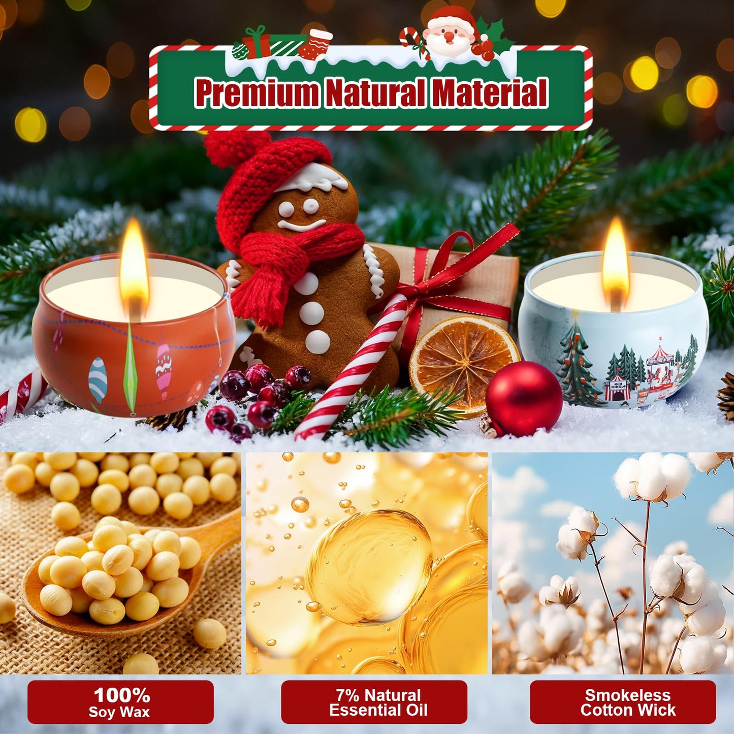 12 Pack Christmas Scented Candles – Natural Soy Wax Aromatherapy Gift Set