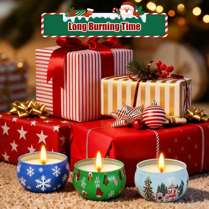 12 Pack Christmas Scented Candles – Natural Soy Wax Aromatherapy Gift Set