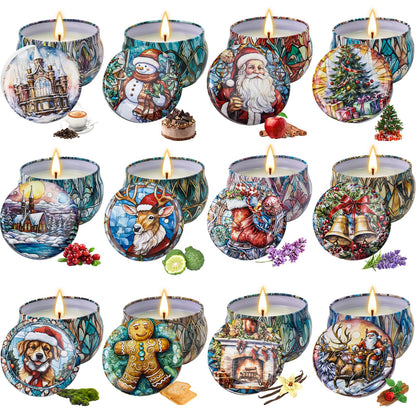 12 Pack Christmas Scented Candles Gift Set – 2.5 oz Soy Wax Aromatherapy Candles for Home | Gift for Women