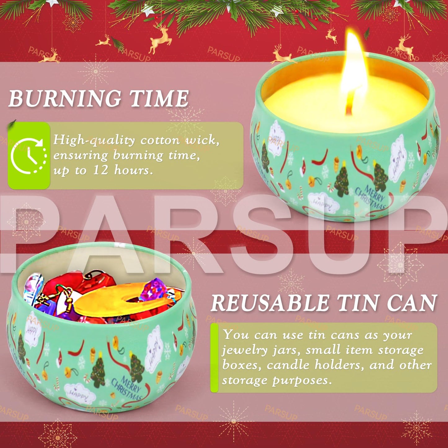 12 Pack Christmas Scented Candles – 2.5oz Jars, 12 Fragrances, 12-Hour Burn Time, Gift for Mom, Grandma, Teacher, Coworkers