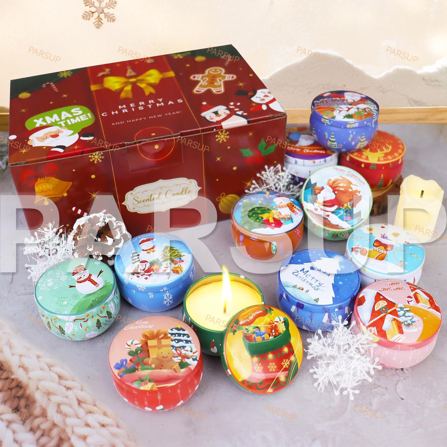 12 Pack Christmas Scented Candles – 2.5oz Jars, 12 Fragrances, 12-Hour Burn Time, Gift for Mom, Grandma, Teacher, Coworkers