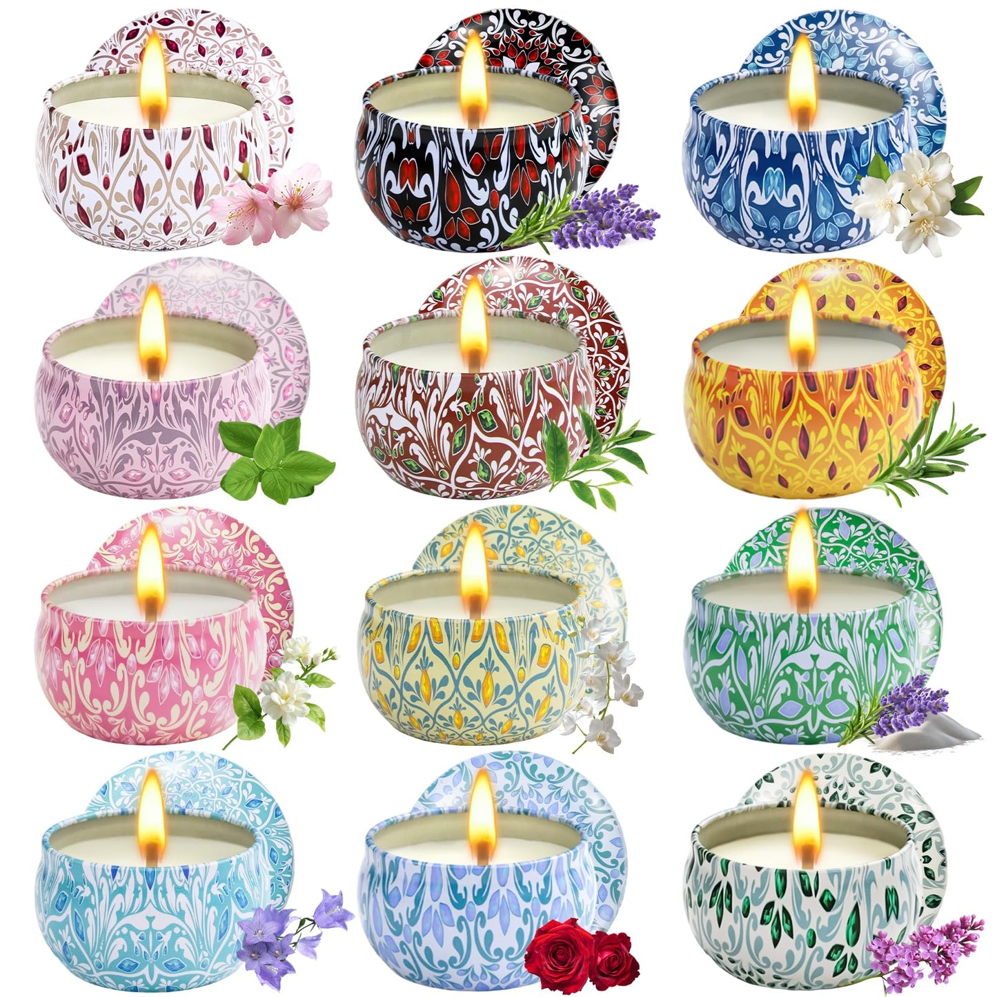 12 Pack Scented Candles Gift Set for Women | Natural Soy & Aromatherapy