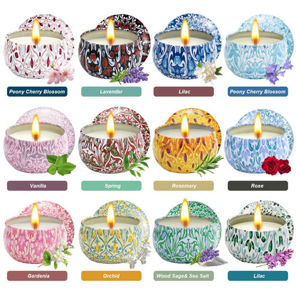 12 Pack Scented Candles Gift Set for Women | Natural Soy & Aromatherapy