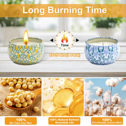 12 Pack Scented Candles Gift Set for Women | Natural Soy & Aromatherapy