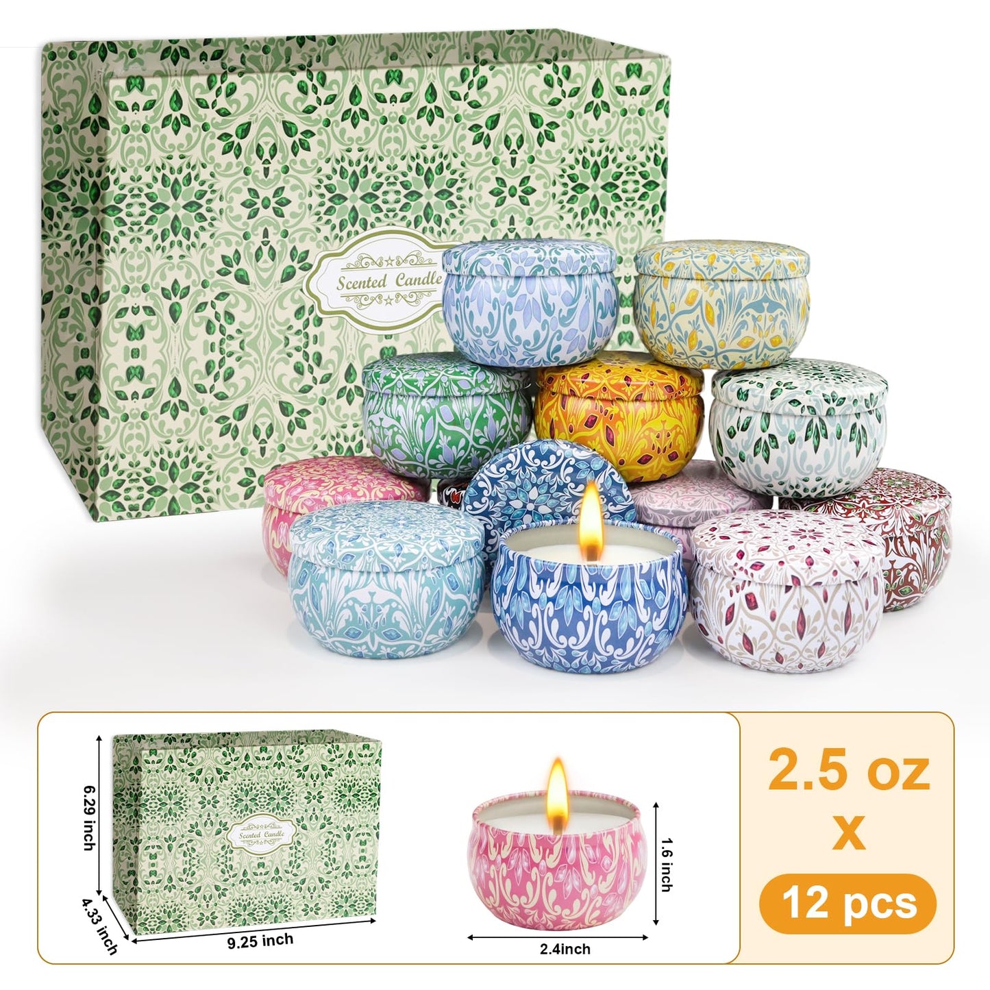 12 Pack Scented Candles Gift Set for Women | Natural Soy & Aromatherapy