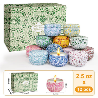12 Pack Scented Candles Gift Set for Women | Natural Soy & Aromatherapy