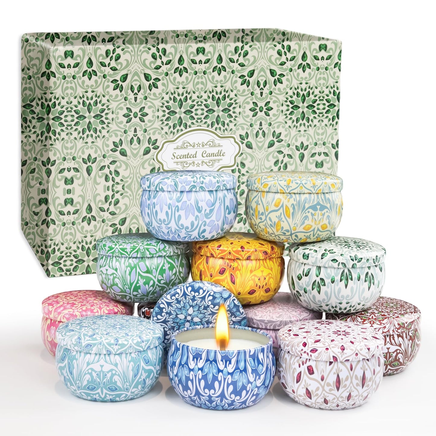 12 Pack Scented Candles Gift Set for Women | Natural Soy & Aromatherapy