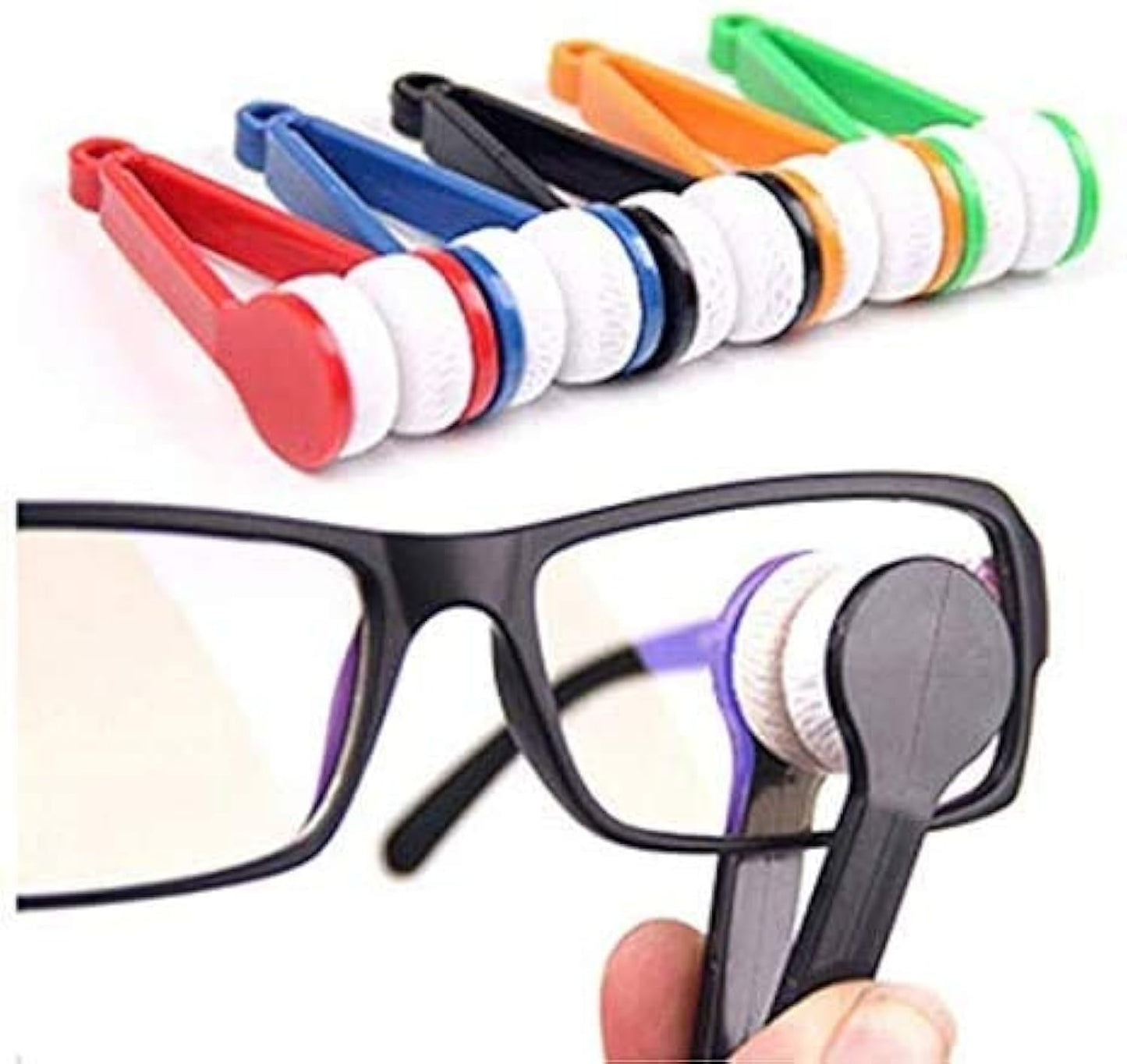 12 Pcs Mini Microfiber Glasses Cleaner Brushes – 7cm Handle, Random Color