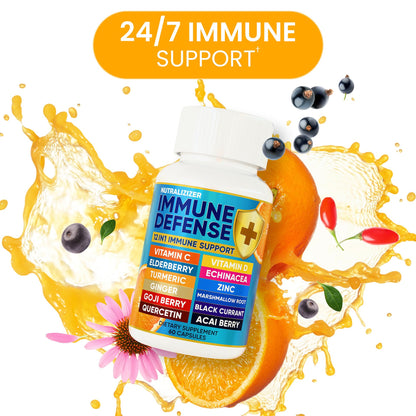 12-in-1 Premium Immune Defense Vitamins – Immune Support with D3 5000 IU, C 1000 mg, Zinc 50 mg | 120 Caps