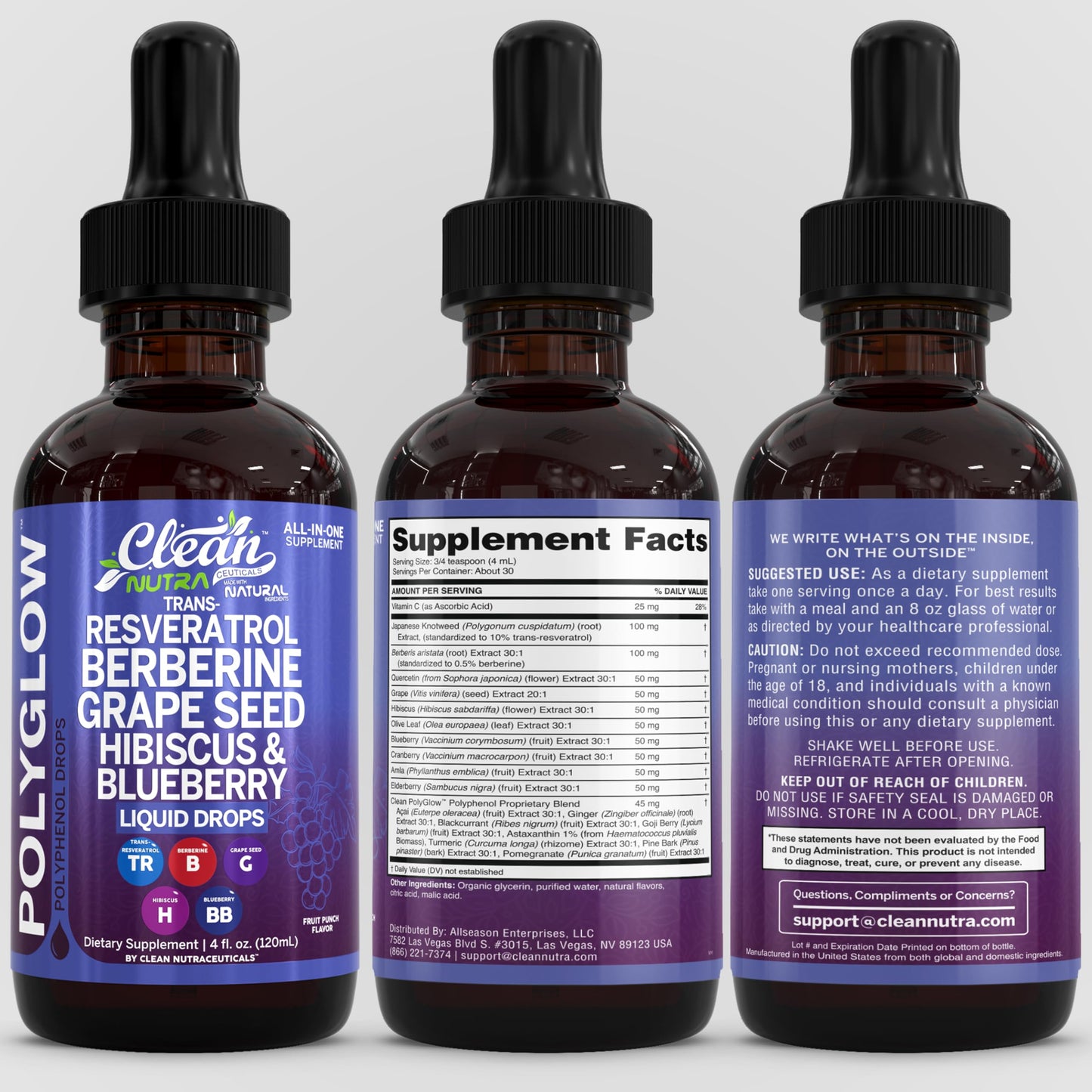 Oxibloom Liquid Drops – Resveratrol, Berberine & Grape Seed (120ml)