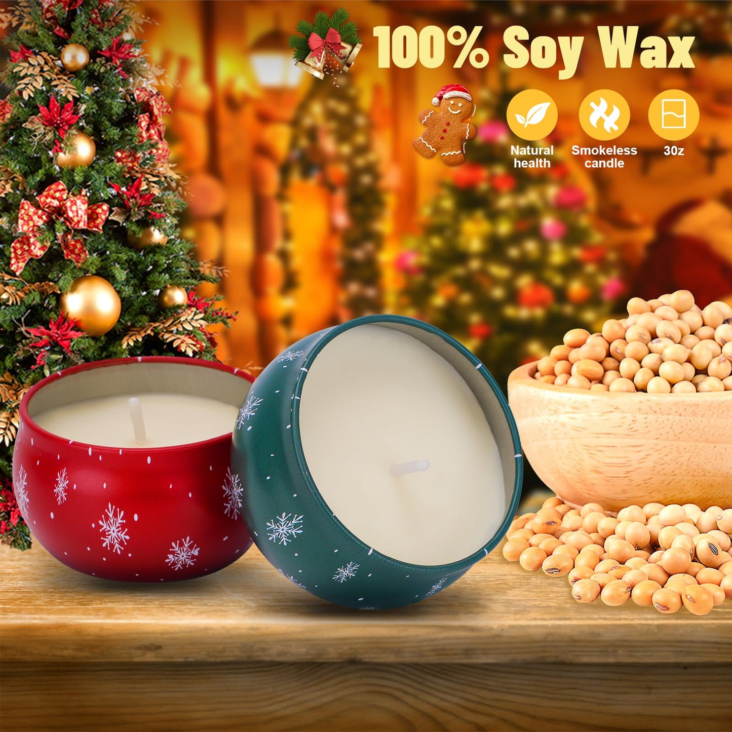 12PCS Christmas Scented Candles Gift Set for Women - Aromatherapy Soy Wax Candles (2.5oz Jars)