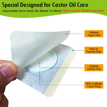 12Pcs Hypoallergenic Castor Oil Pack Wraps – Disposable 3.2x3.2 in, Self-Adhesive (White)