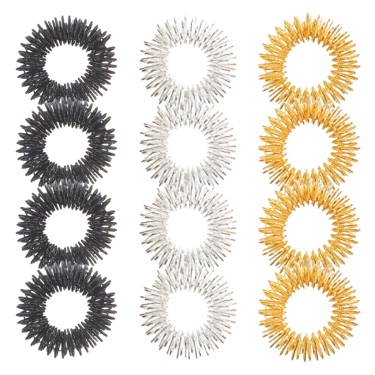12pcs Spiky Sensory Finger Massage Massager – Golden, Silver & Black
