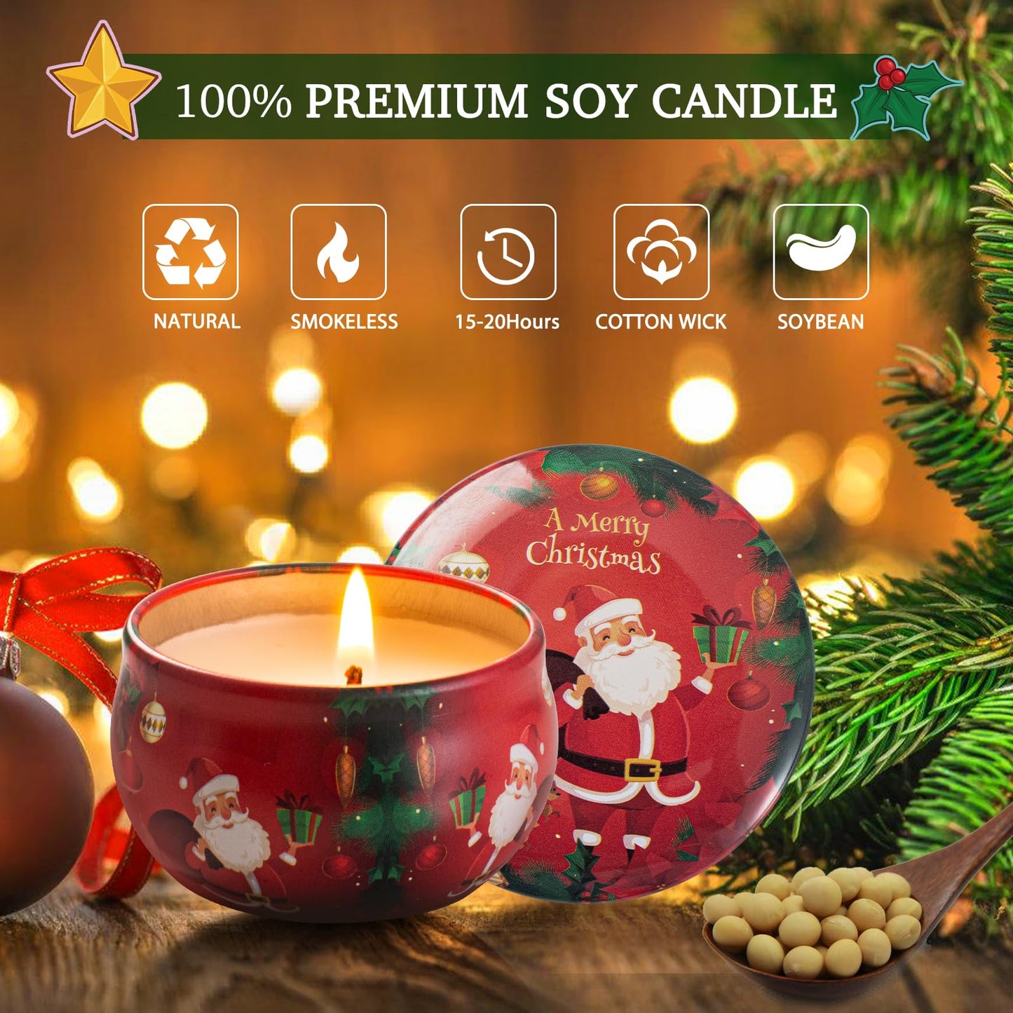12 PCS Christmas Scented Candles Gift Set – Soy Wax Aromatherapy Candles