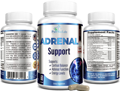 Adrenal Support — Cortisol Manager & Adrenal Health with Ashwagandha & L-Tyrosine | 60 Capsules