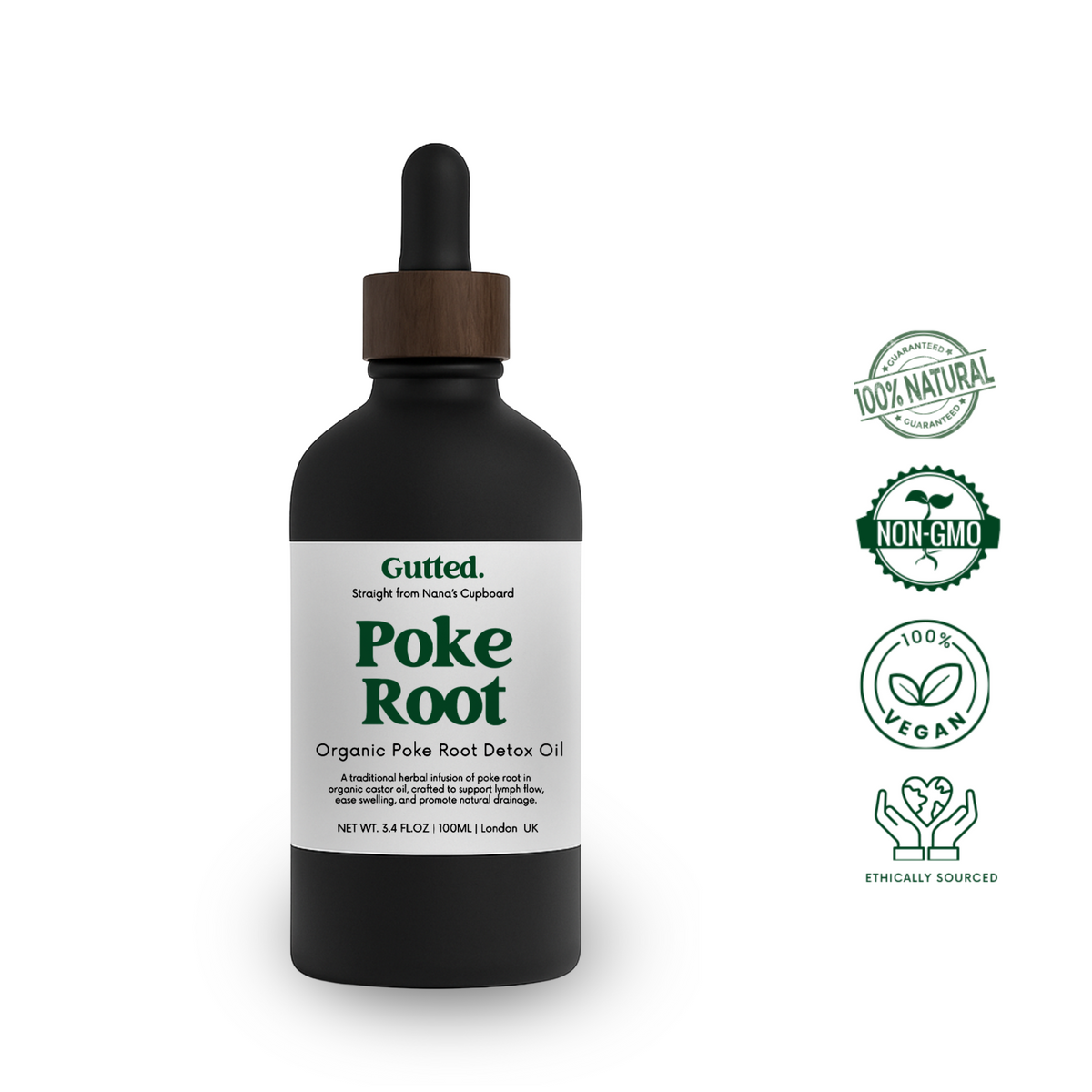 Ultimate Detox Power Pack –  Organic Poke Root Oil 100 ml, Bitter Apricot Kernels & Soursop Leaves Gutted.