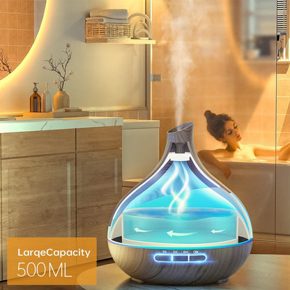 500ML Essential Oil Diffuser with Remote — 14-Color LED Night Light for Home Spa & Yoga