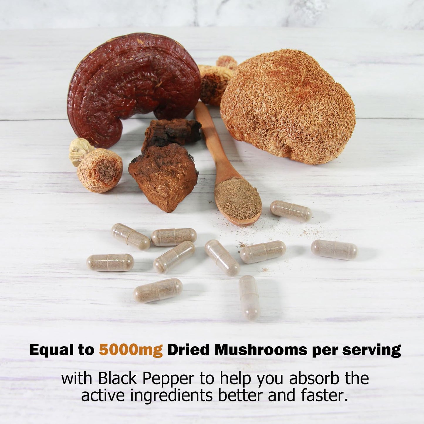 14 Mushrooms Supplement 120 Capsules – Immune Support & Nootropic (30% Beta-Glucan)