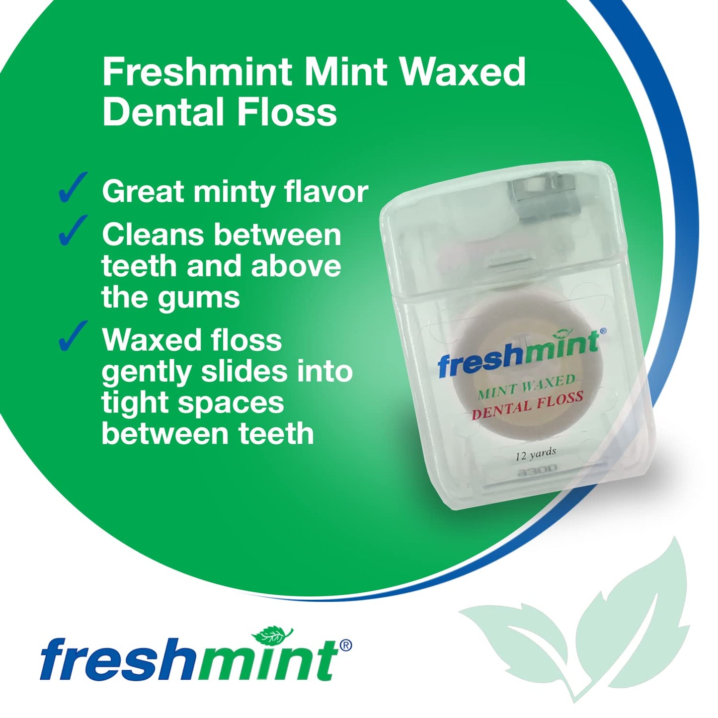 144 Spools of Freshmint Mint Waxed Dental Floss – 12 Yards