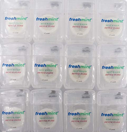 144 Spools of Freshmint Mint Waxed Dental Floss – 12 Yards