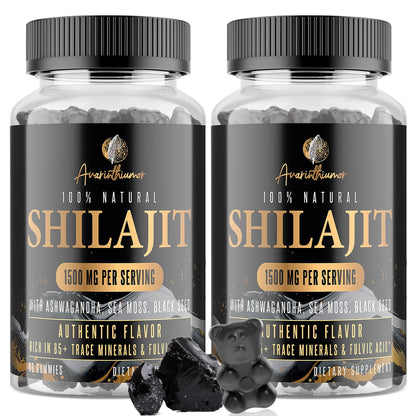 1500MG Shilajit Gummies – 4-in-1 with Ashwagandha, Sea Moss, Black Seed | 120 Gummies