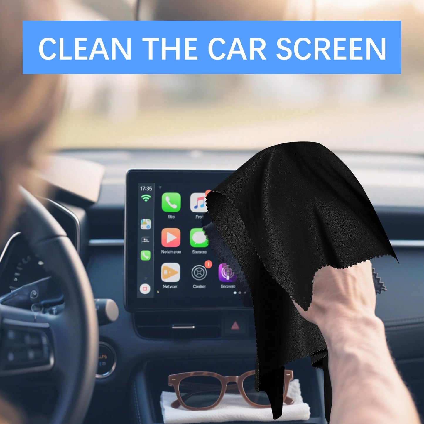 16 Pack 12x12 in Microfiber Glasses Cleaning Cloths | Reusable Eyewear & Screen Cleaners