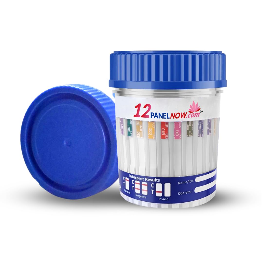 16 Panel Drug Test Kit for All Drugs & Fentanyl - At Home Urine Cups, Fast Results - Detects AMP, OPI, MET, BZO, COC, MTD, OXY, BUP, MDMA, THC, BAR, TRA, FYL, ETG, TCA, PCP - [25 Pack] - 12 PANEL NOW