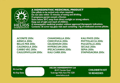 18 Remedy Homeopathic Childbirth Kit - Compact, Economical & Robust