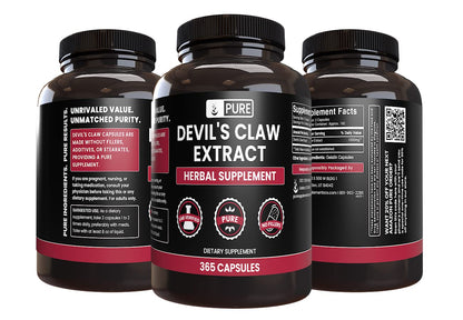 Pure Original Devil's Claw – 365 Capsules, No Magnesium or Rice Fillers, Lab Verified