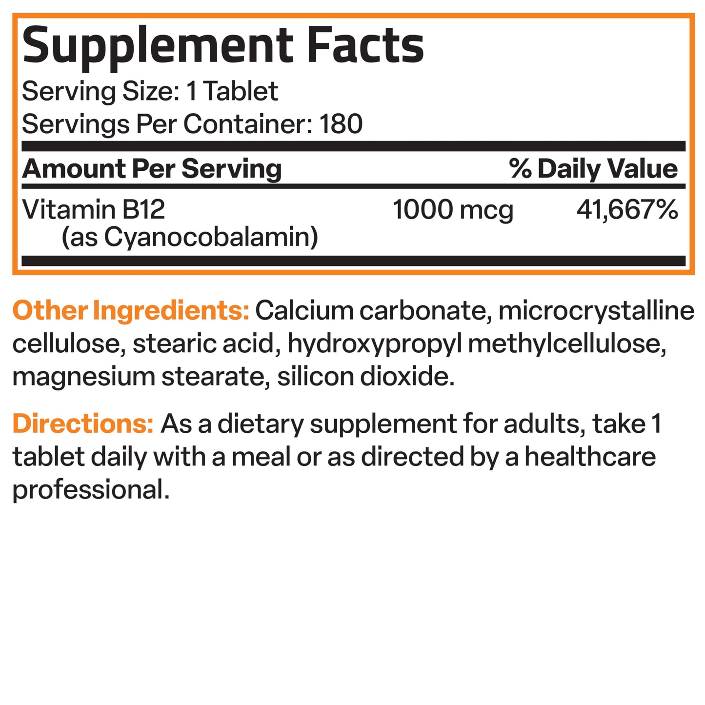 Bronson Vitamin B12 1000 mcg Sustained Release – Non-GMO, Vegan, 180 Tablets