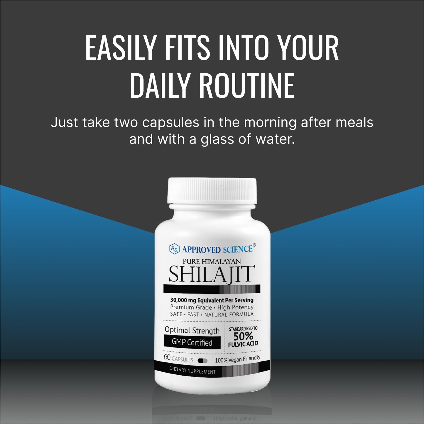 Approved Science Himalayan Shilajit - 50% Fulvic Acid, 30:1 Extract, 180 Vegan Capsules