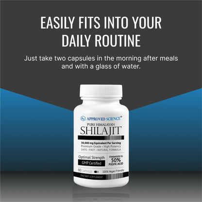 Approved Science Himalayan Shilajit - 50% Fulvic Acid, 30:1 Extract, 180 Vegan Capsules