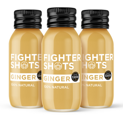Fighter Shots Organic Ginger Shot - 27g organic cold pressed ginger in every bottle | 60ml | Single, 6-Pack or 12-Pack