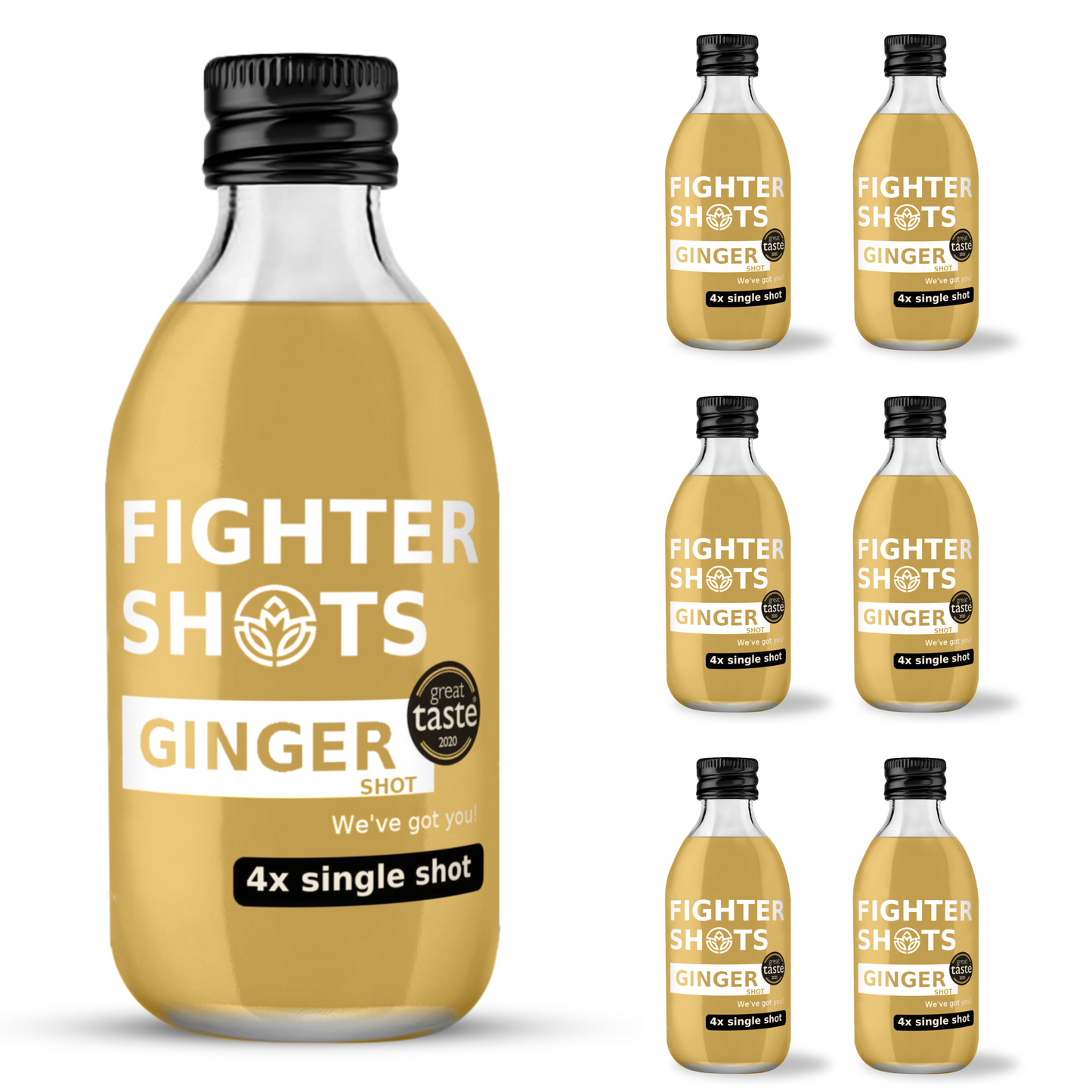 Fighter Shots Organic Ginger Dosing Bottle | 250ml | Equivalent to 4+ Daily Shots
