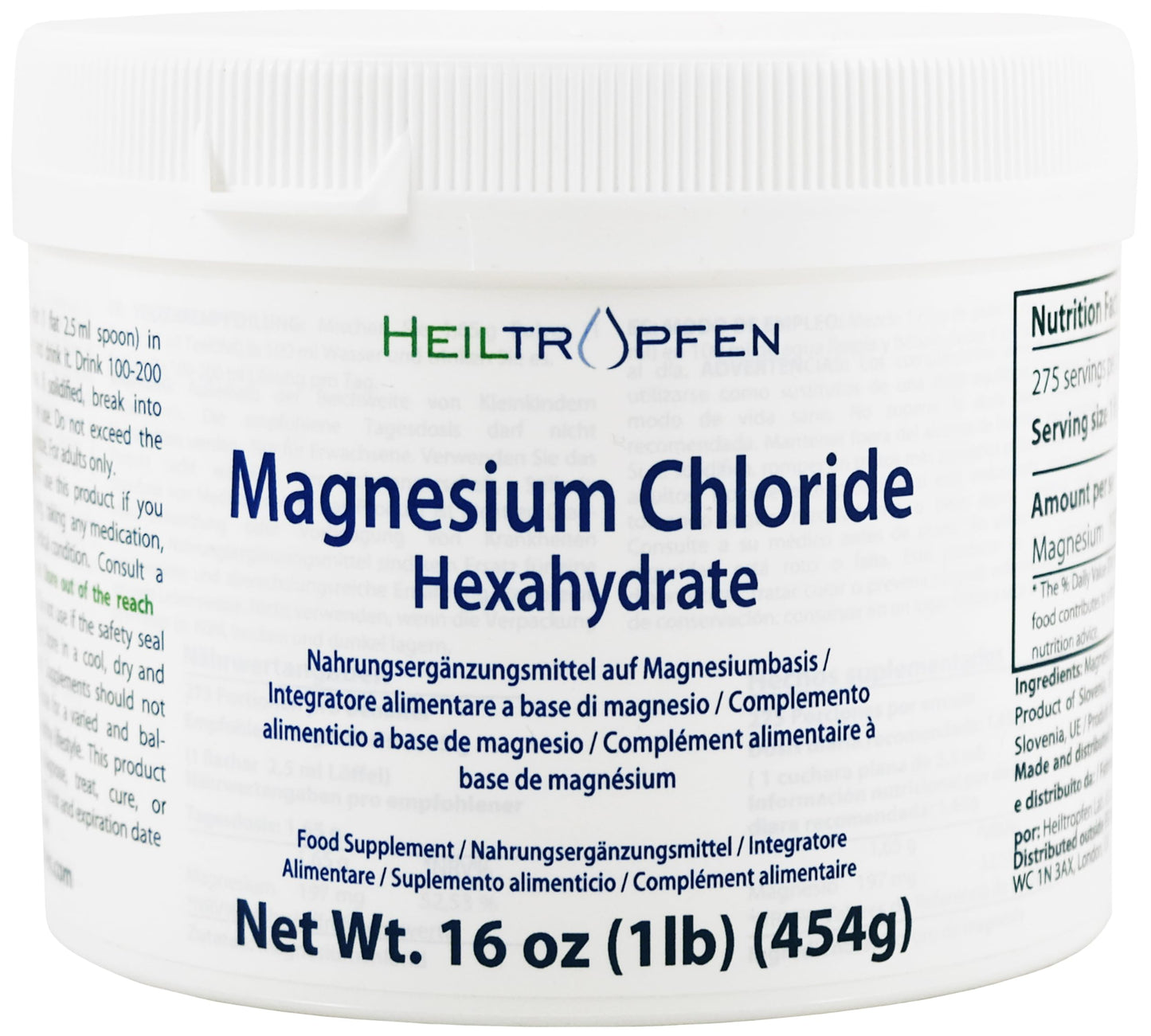 1 Pound Magnesium Chloride Hexahydrate – Pharmaceutical Grade, EUR/BP/USP | Third-Party Tested | Heiltropfen Crystal Powder