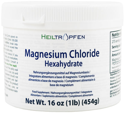 1 Pound Magnesium Chloride Hexahydrate – Pharmaceutical Grade, EUR/BP/USP | Third-Party Tested | Heiltropfen Crystal Powder